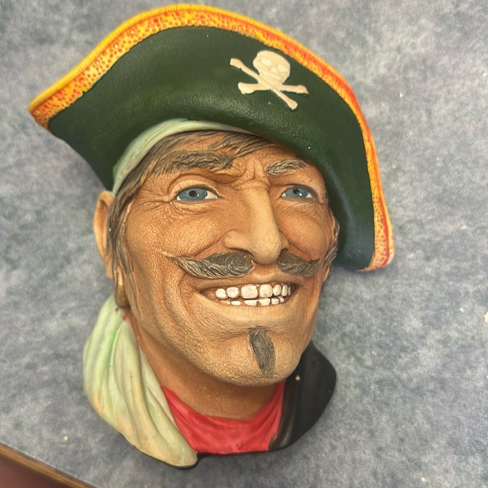 Vintage CAPTAIN KIDD Bossons England 6" Chalkware Wall Hanging Head